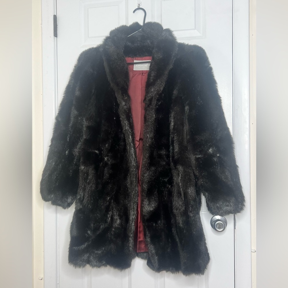 Vintage Jordache Black Faux Fur Coat